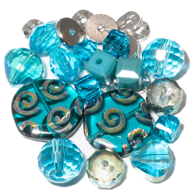 Czech Bead Mix in Peacock Tidepool