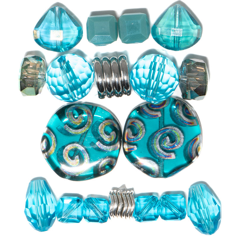 Czech Bead Mix in Peacock Tidepool