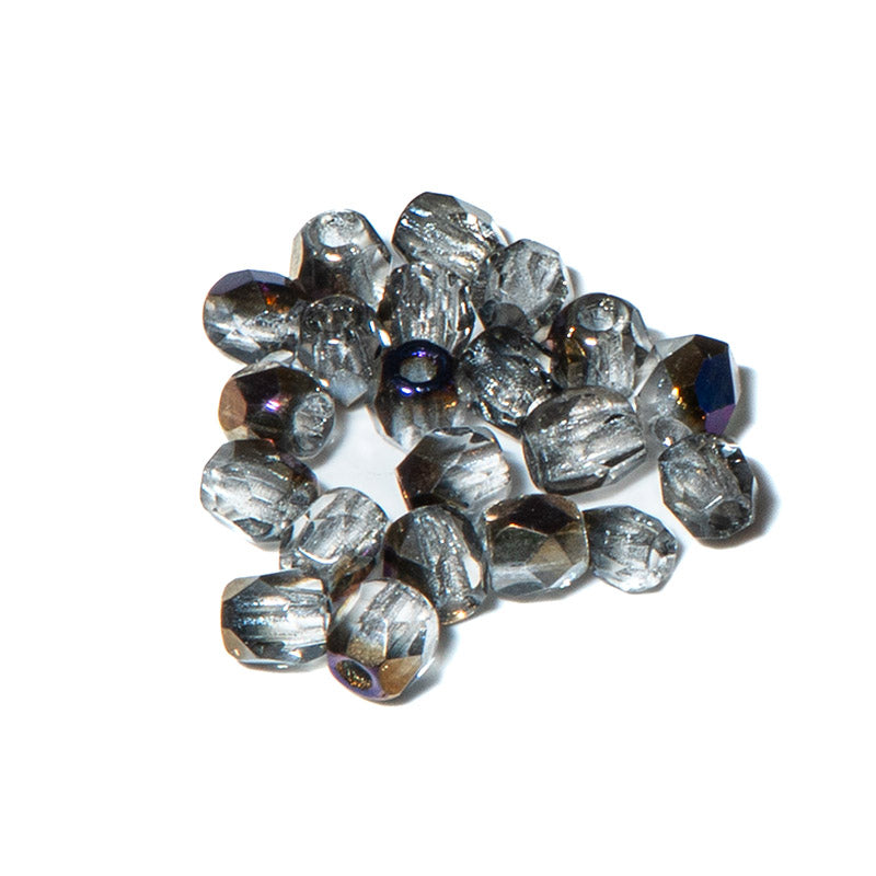 Czech Fire Polish Glass 3mm Beads in Zairit Crystal