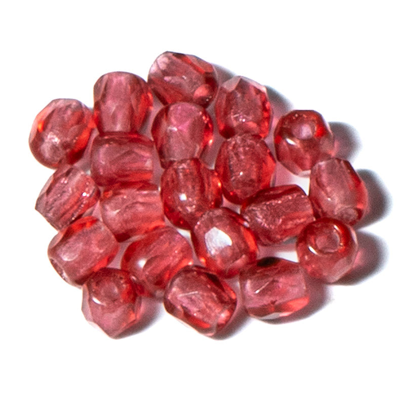 Czech Fire Polish Glass 3mm Round Beads in Dark Rose