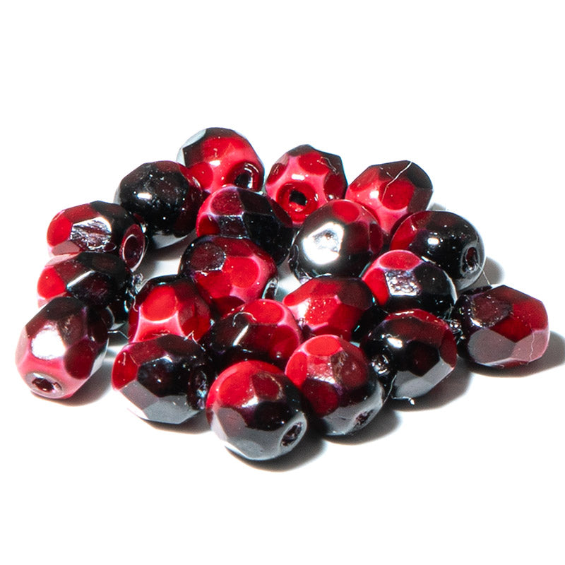 Czech Fire Polish Glass Bead Set in Black-Red Ombre
