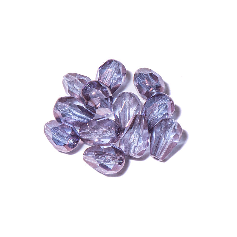 Czech Fire Polish Glass Pear Beads in Luminating Purple