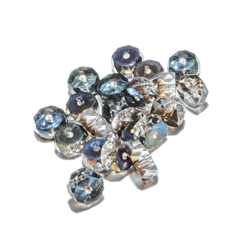 Czech Fire Polish Rondelles in Azuro Crystal