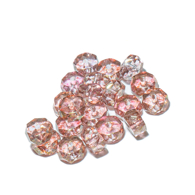 Czech Fire Polish Rondelles in Crystal Rose