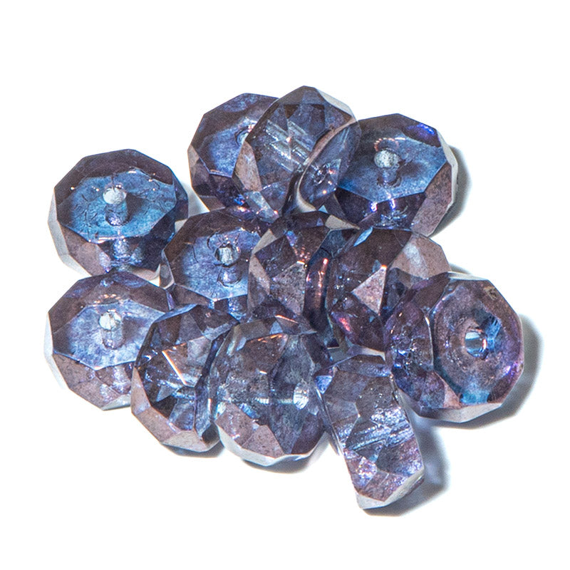 Czech Fire Polish Rondelles in Luminous Purple