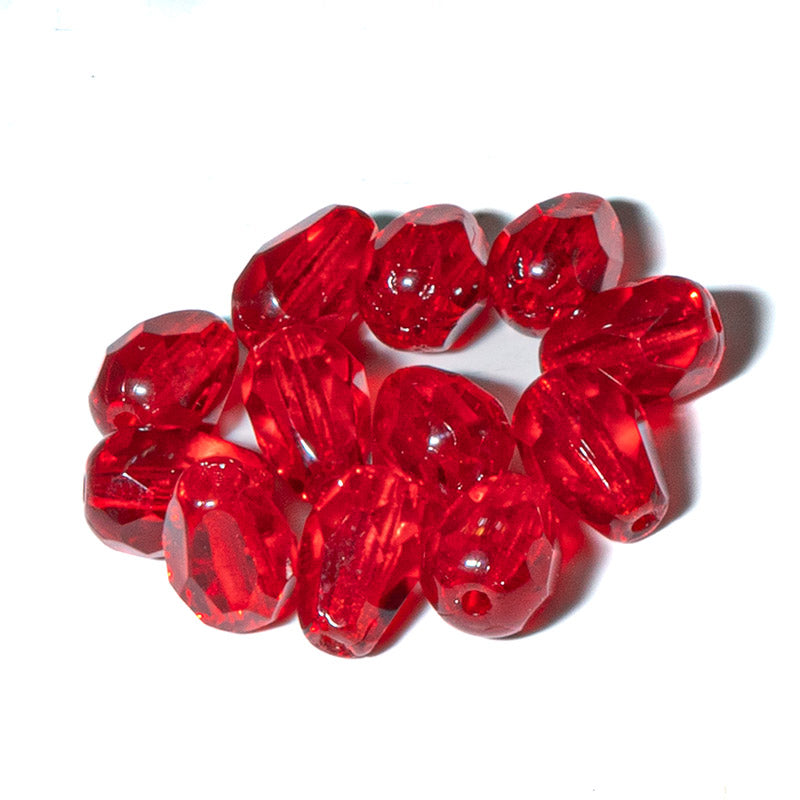 Czech Glass Fire Polish Pear Beads in Ruby