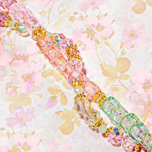 Dichronic Glass Bead Strand Duo in Wild Peaches