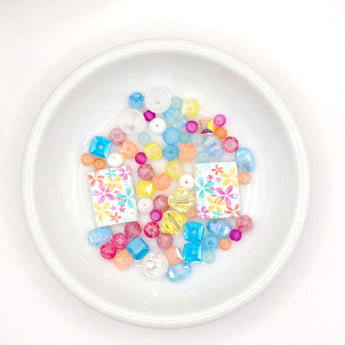 Designer Glass Bead Mix in Candy Coated Flowers