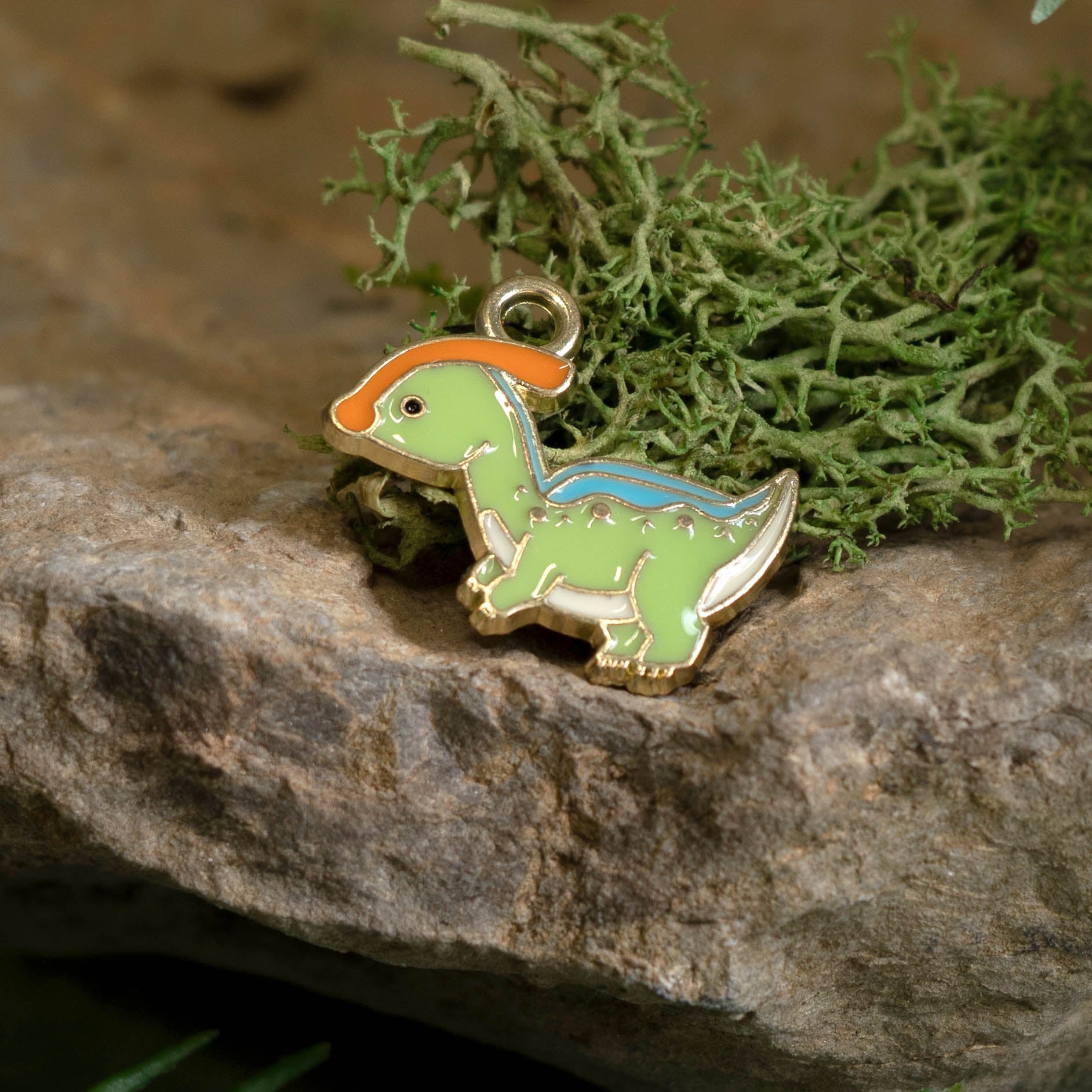 Dinosaur Alloy Enamel Charm in Parasaurolophus