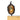 An oval pendant with an ornate black filigree frame and a stained-glass-style autumn scene featuring a pumpkin, leaves, and birds, shown above a wooden ruler for scale on a white background.