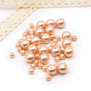 Glass Pearl Bead Set in Salmon