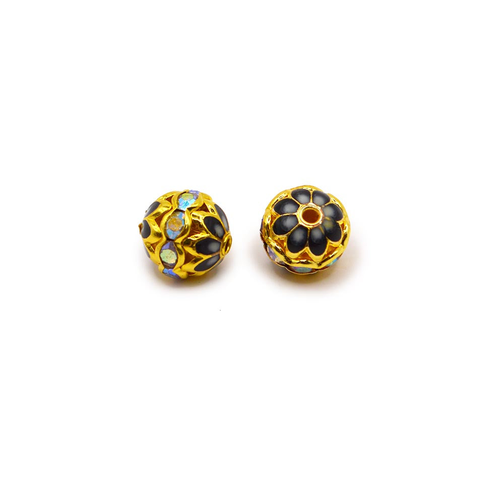 Enamel Bead Pair in Black