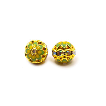 Enamel Bead Pair in Lush Green