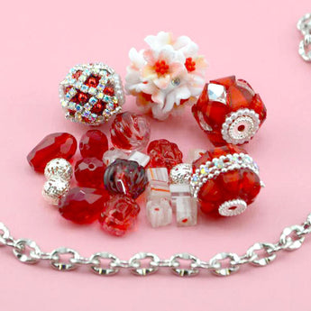 Bead Mix & Chain in Valentine Red