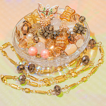 Bead Mix & Chain Duo in Amber Butterflies