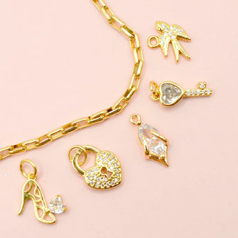 Fabulous Fashionista Rhinestone and Gold Charm Set