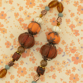 Autumn Stone Bead Strand Duo in Pumpkin Pie