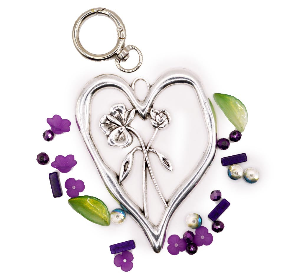 Birth Month Flower Keychain Kit in February Violet