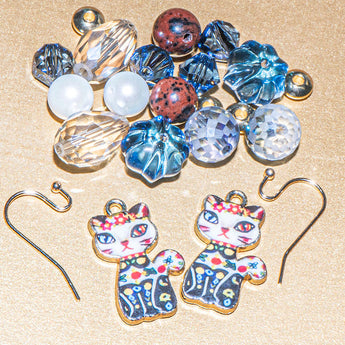 Feline Fab Kitty Cat Earring Bead Mix in Calico Charm
