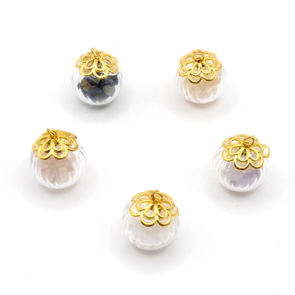Natural Chip Stone Globe Charm Pairs