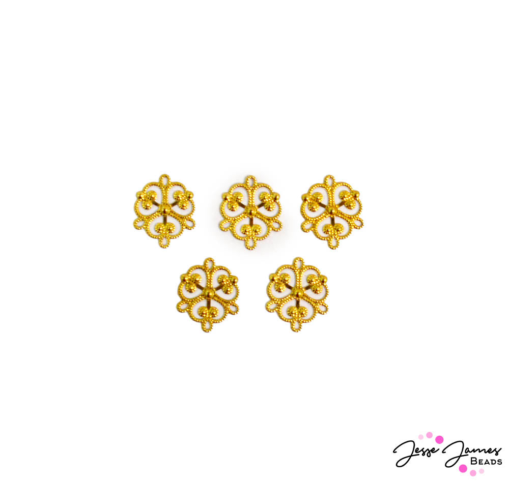 Gold Colored Metal Flower Charms