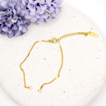 Golden 304 Stainless Steel Figaro Chain Bracelet Blank