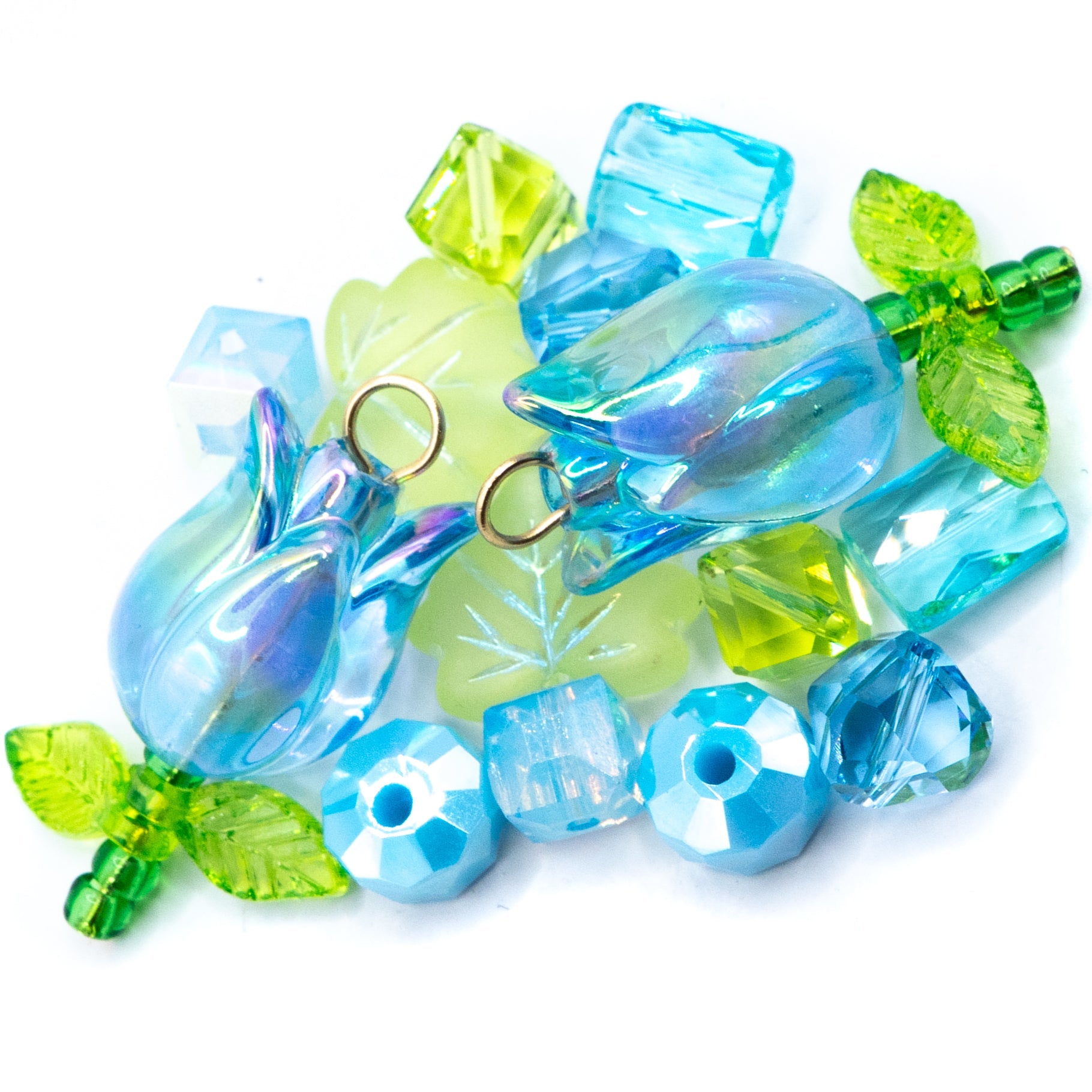 Floral Bead Mix in Blue Raspberry Tulips