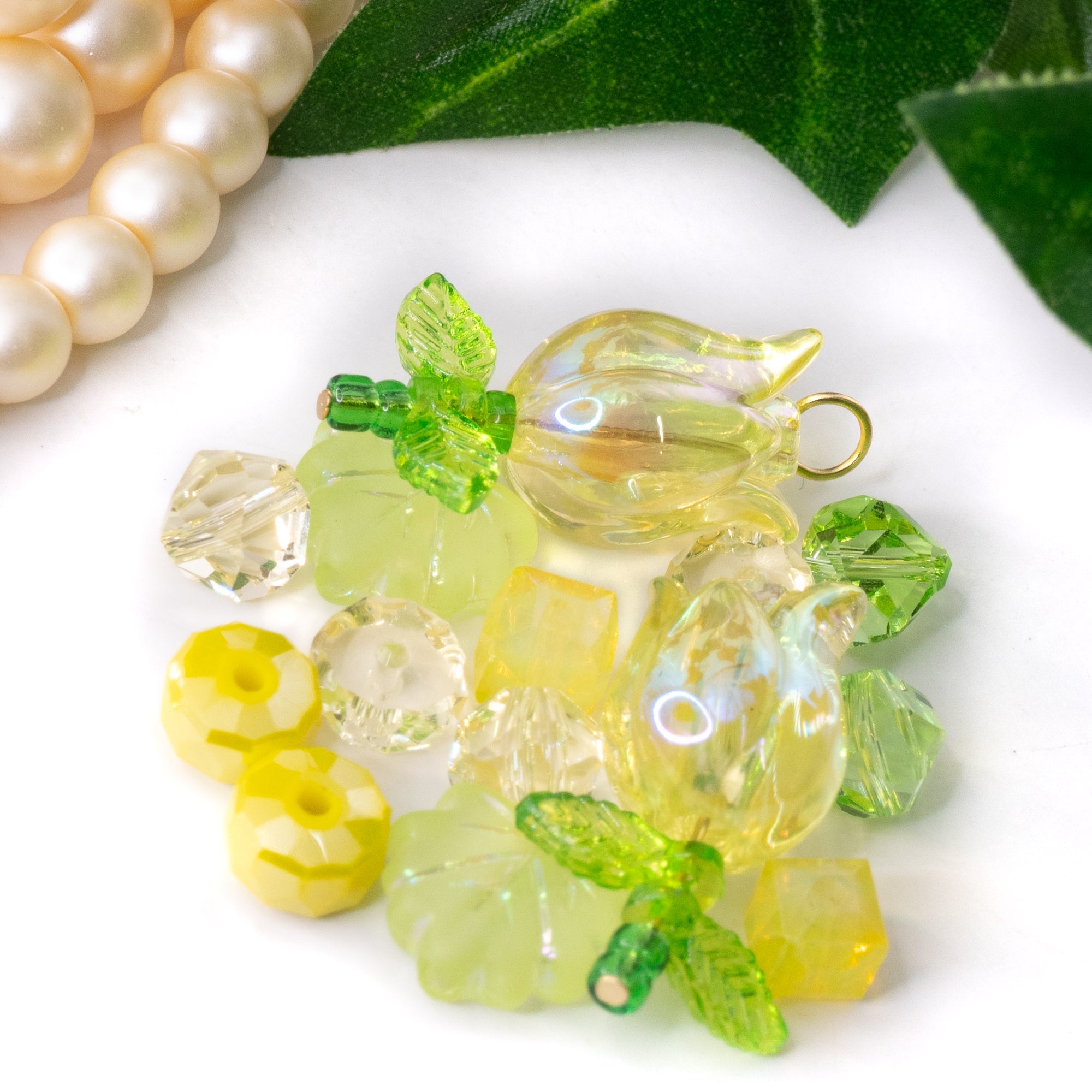 Floral Bead Mix in Lemon Tulips