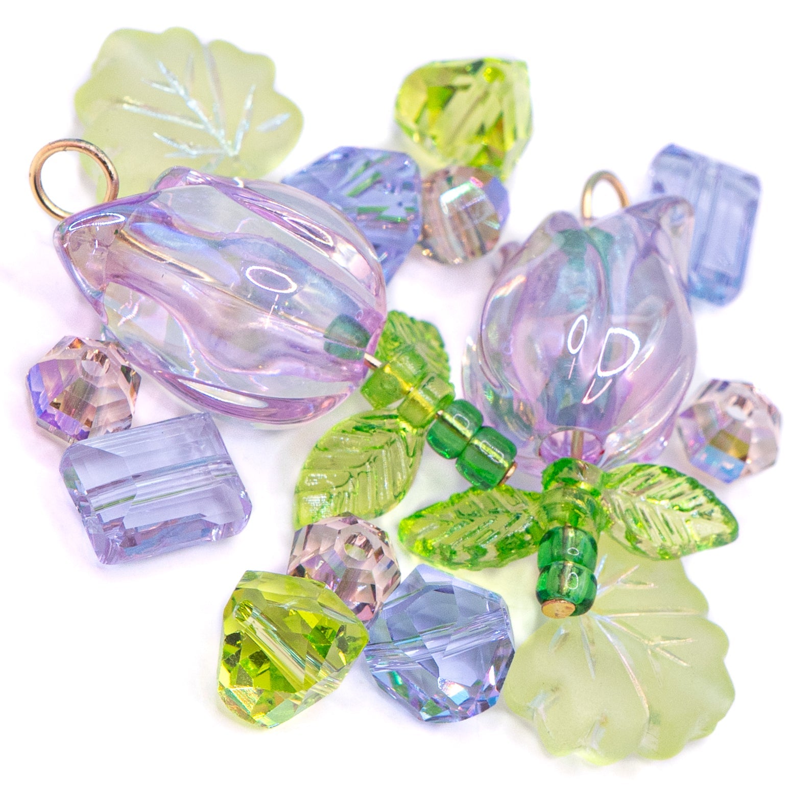 Floral Bead Mix in Ocean of Lilac