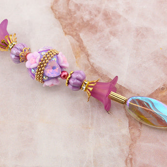 Purple Floral Bead Strand in Wildflowers & Willows