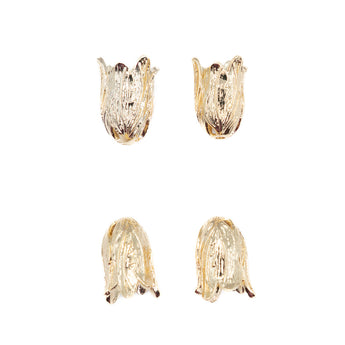 Folding Leaves 18K Gold Bead Caps