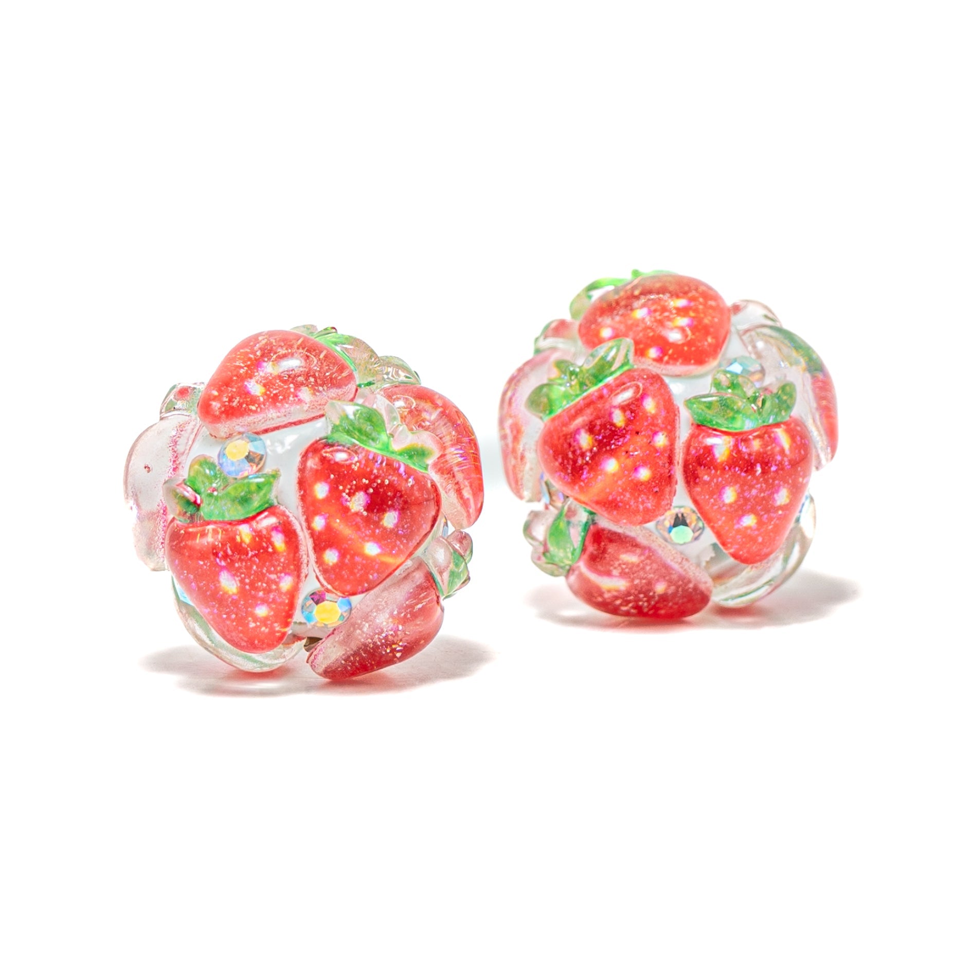Fruity Boho Bead Pair in Strawberries