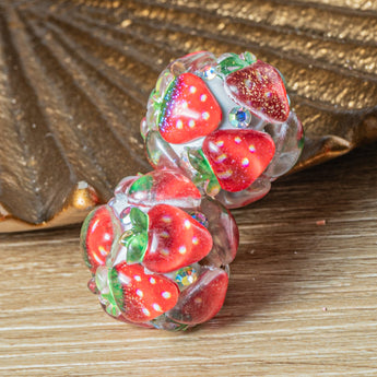 Fruity Boho Bead Pair in Strawberries