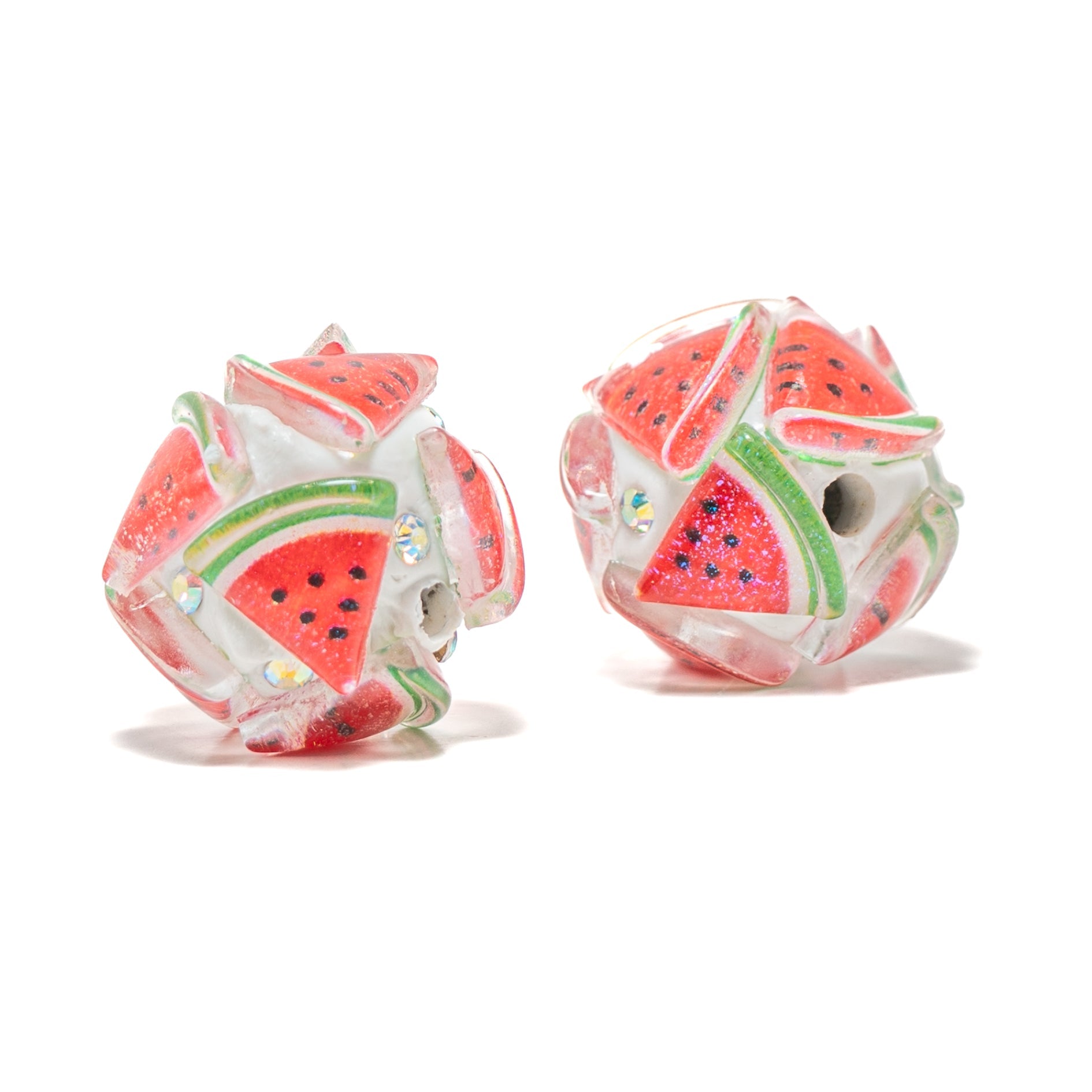 Fruity Boho Bead Pair in Watermelon