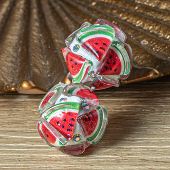 Fruity Boho Bead Pair in Watermelon