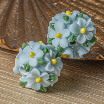 Garden Dreams Boho Bead Pair in Forget-Me-Not