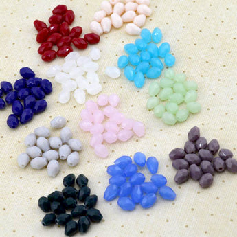 165pc Glass Bead Bundle in Faceted Teardrop Rainbow Road