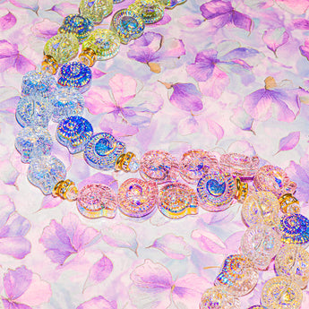 Glass Bead Strand Duo in Rainbow Seashells