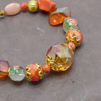 Glass Bead Strand in Orange Blossoms