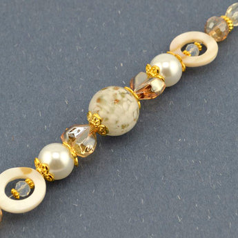 White and crystal glass bead strand for jewelry making