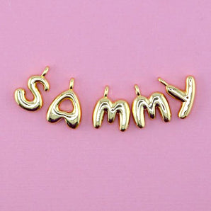 Bubble Letter Charms in Gold