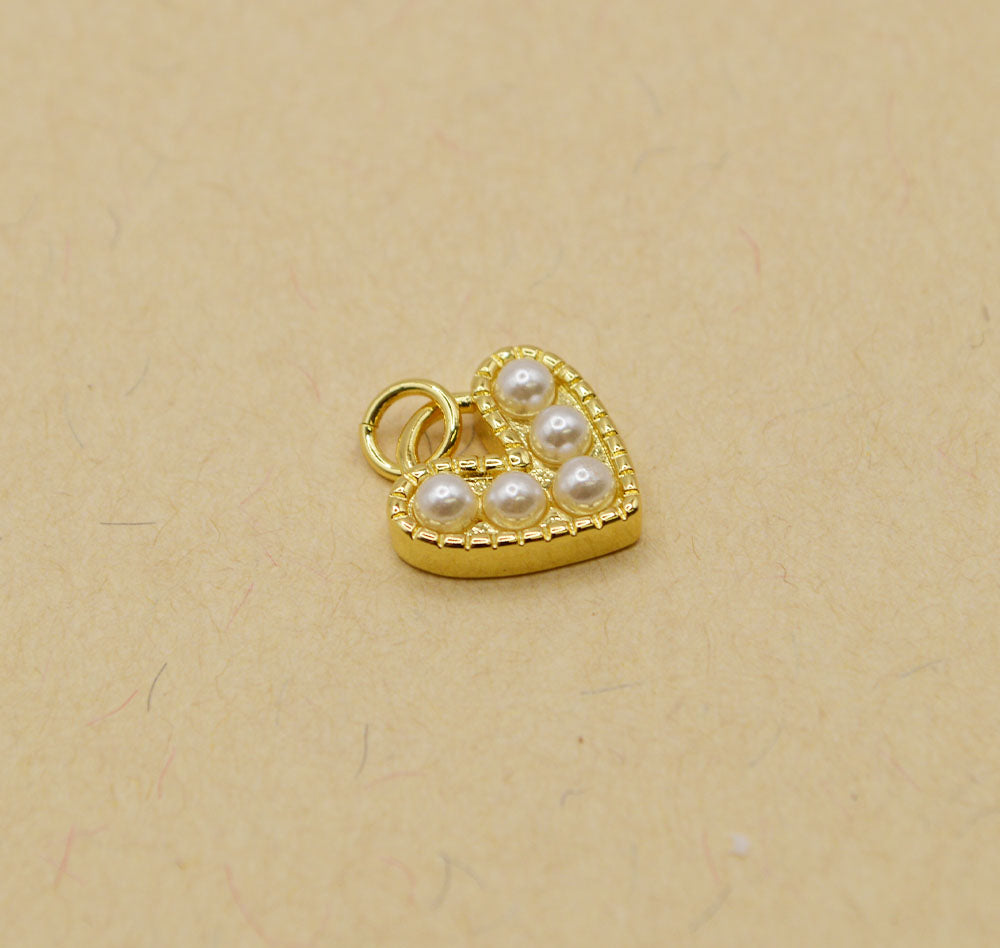 Gold-Plated Heart Pearl Charm
