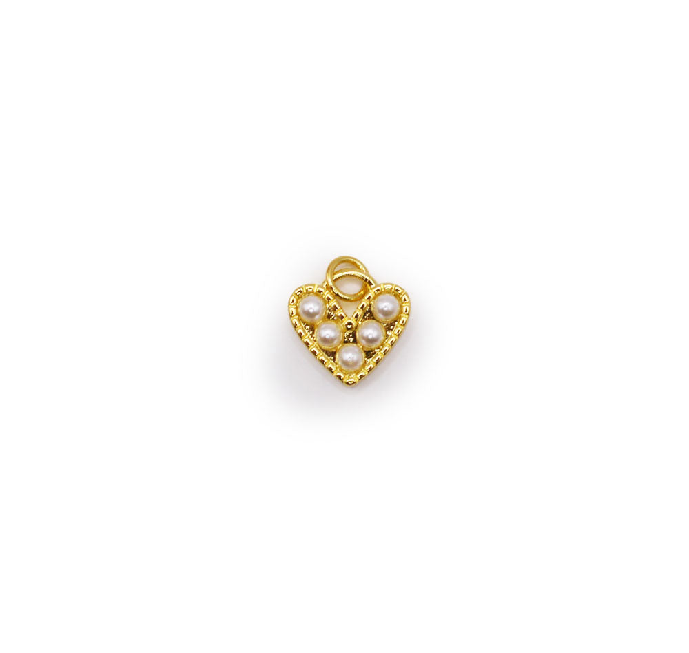 Gold-Plated Heart Pearl Charm