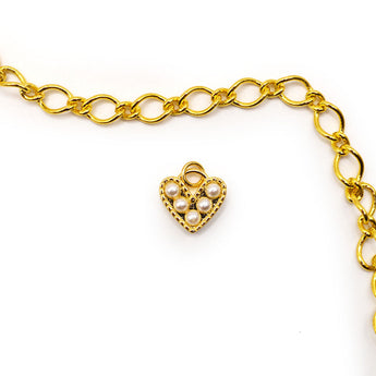 Gold-Plated Heart Pearl Charm