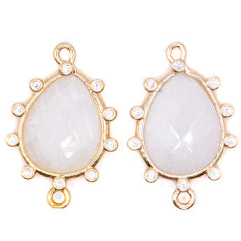 Moonstone & Rhinestone Connector Pair