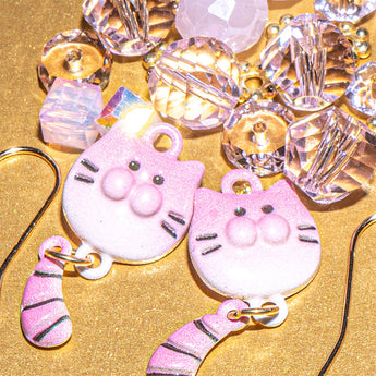 Bitty Kitty Blue Pink Earring Bead Mix