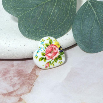 Japanese Tensha Heart Bead in Young Love Roses