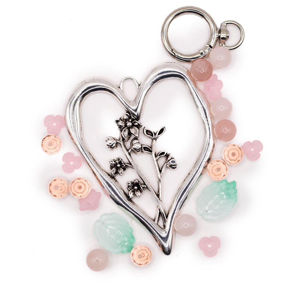 Birth Month Flower Keychain Kit in July Pink Water Lilies