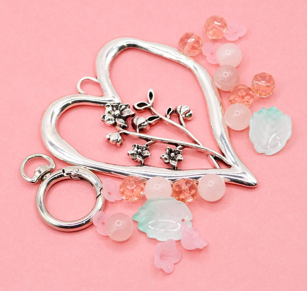 Birth Month Flower Keychain Kit in July Pink Water Lilies