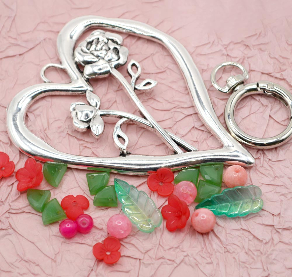Birth Month Flower Keychain Kit in June Rose